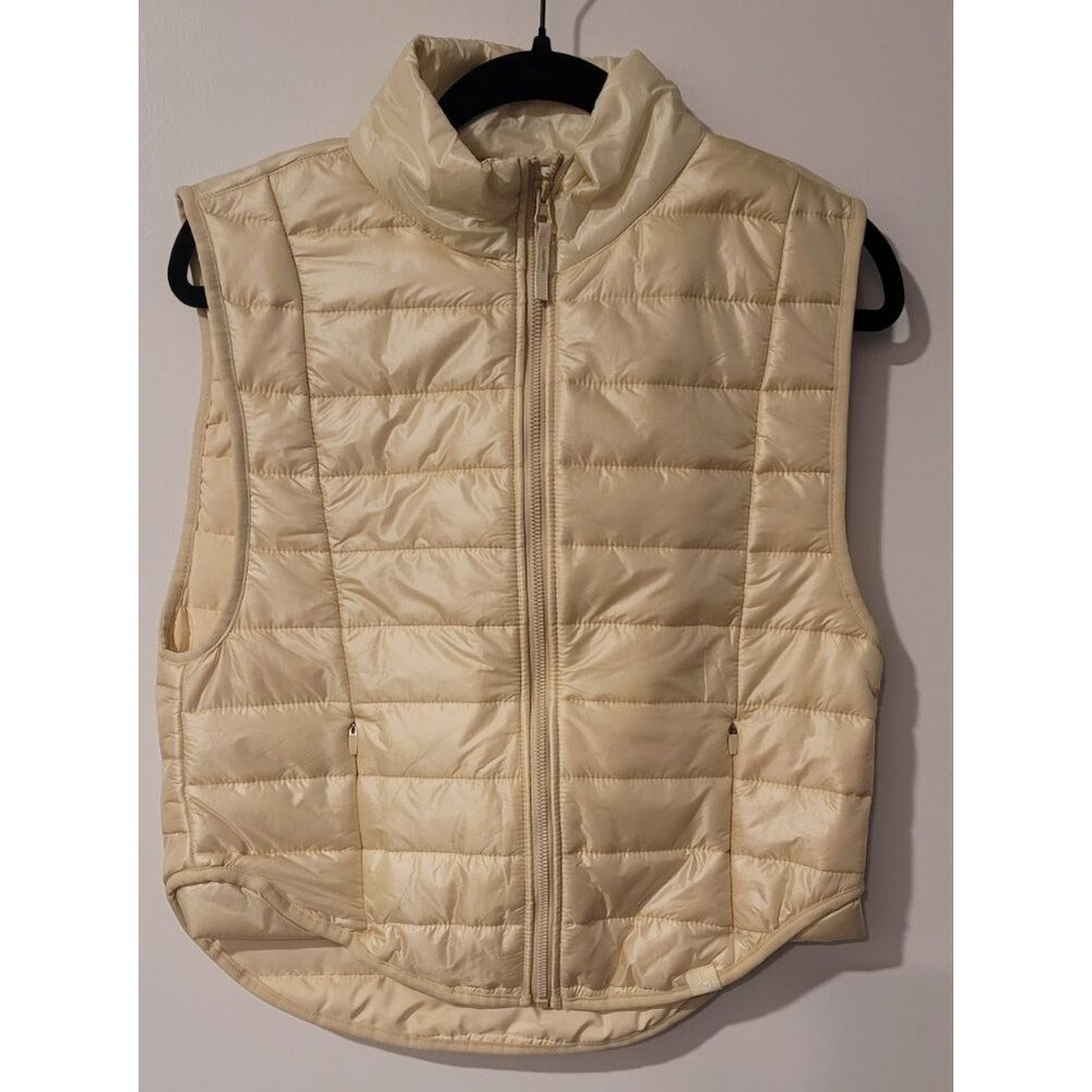 JoyLab Womens XS Ivory Quilted Puffer Vest Lightweight Zip Front Sleeveless